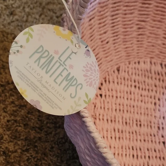 Pink Woven Basket with Handle - Picture 2 of 5